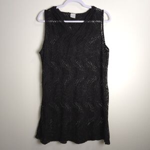 WAVES TO COAST‎ Mash Hoodie Sleeveless Black Swim Cover-up 1XL